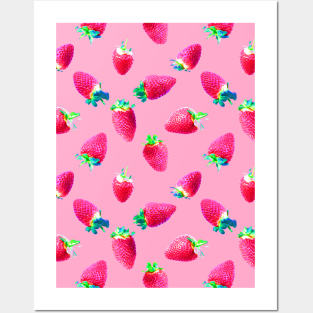 Pink Strawberry Pop Posters and Art